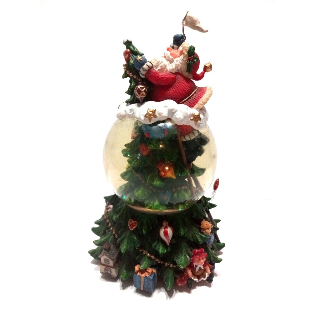 Snow Globe Santa Checks His Windsock Christmas Tree Musical Plays Jingle Bells